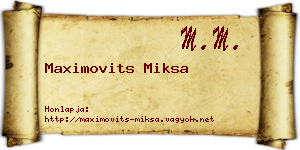 Maximovits Miksa névjegykártya